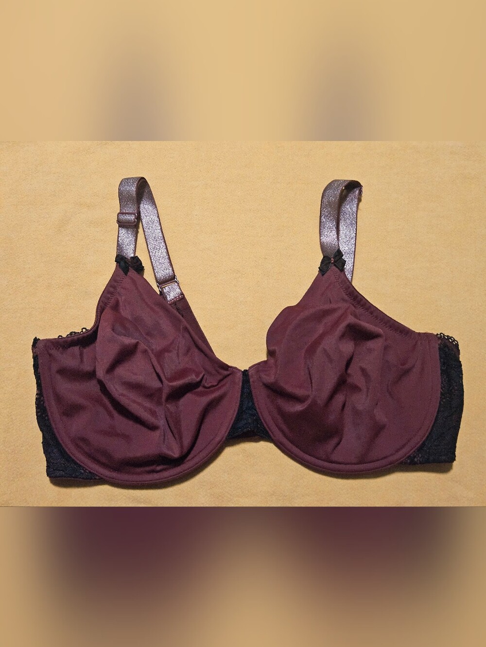 Modern Movement 38D Bra in Deep Burgundy And Black